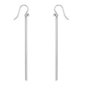 Sterling Silver Long Column Drop Earrings