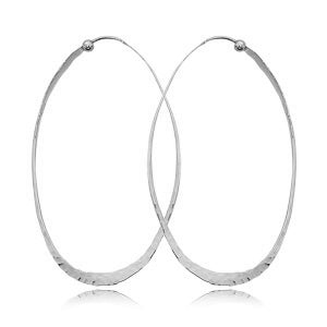 Sterling Silver Oval Hammered Twist Earrings