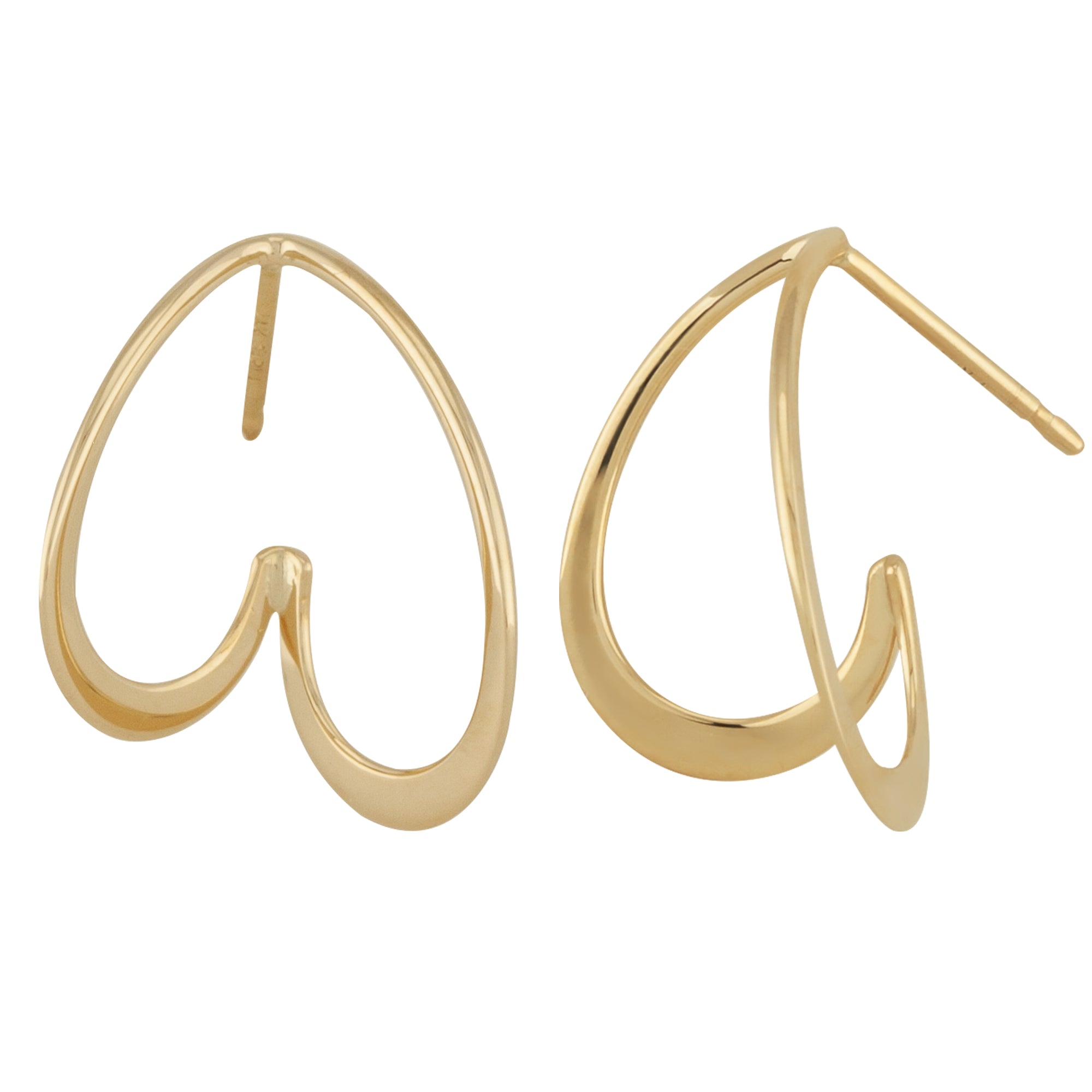 14k Yellow Gold Heart Wrap Earrings