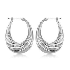 Sterling Silver Medium Deep Swirl Hoop Earrings