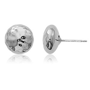 Sterling Silver 10mm Hammered Button Studs