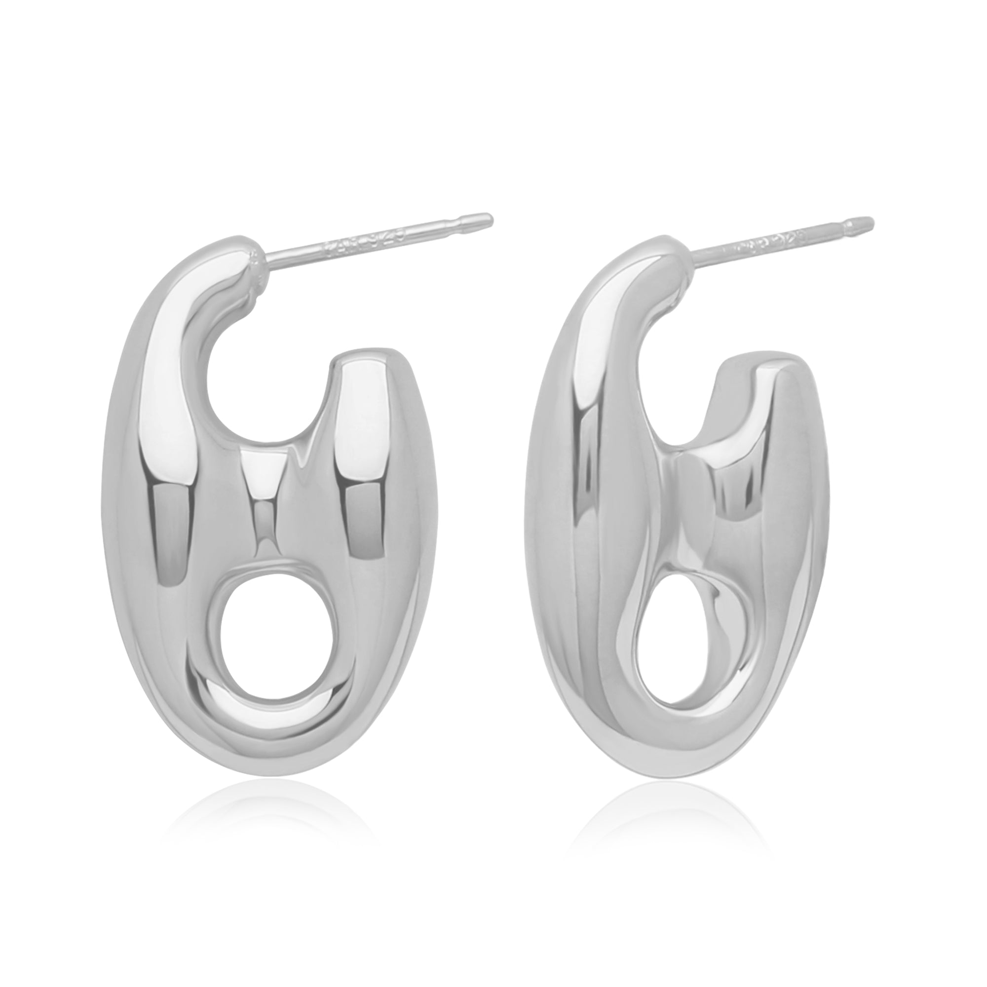 Sterling Silver Mariner Link J Hoop Earrings