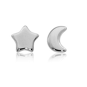 Sterling Silver Moon and Star Studs