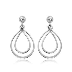 Sterling Silver Double Pearshaped Drop Earrings