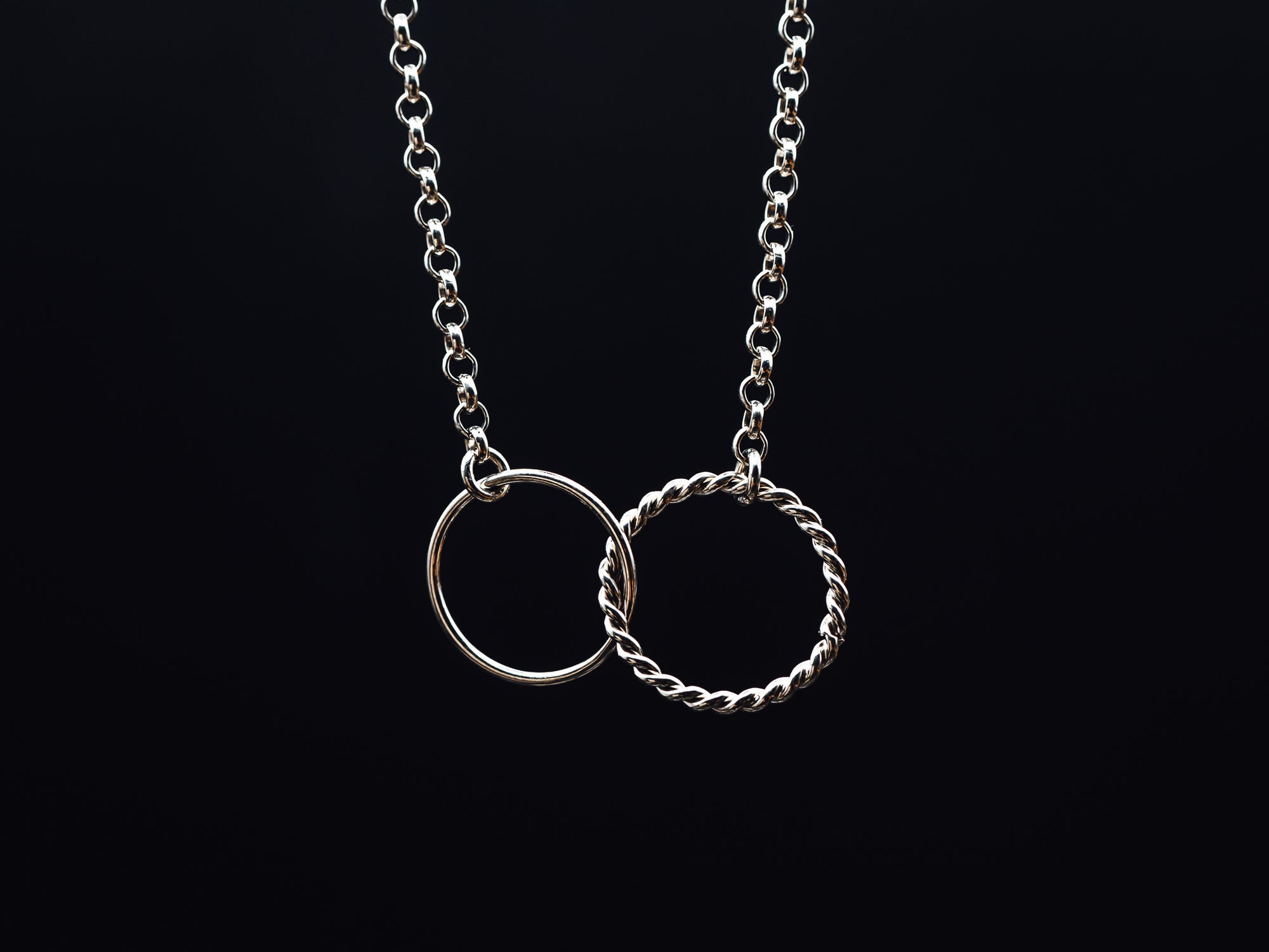 Sterling Silver Interlocking Ring Necklace