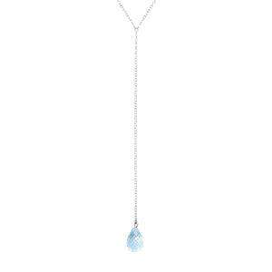 Sterling Silver Blue Topaz Drop Y Necklace