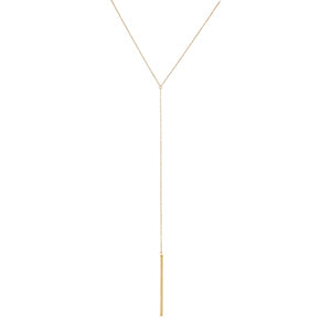 14k Yelow Gold Bar Drop Necklace