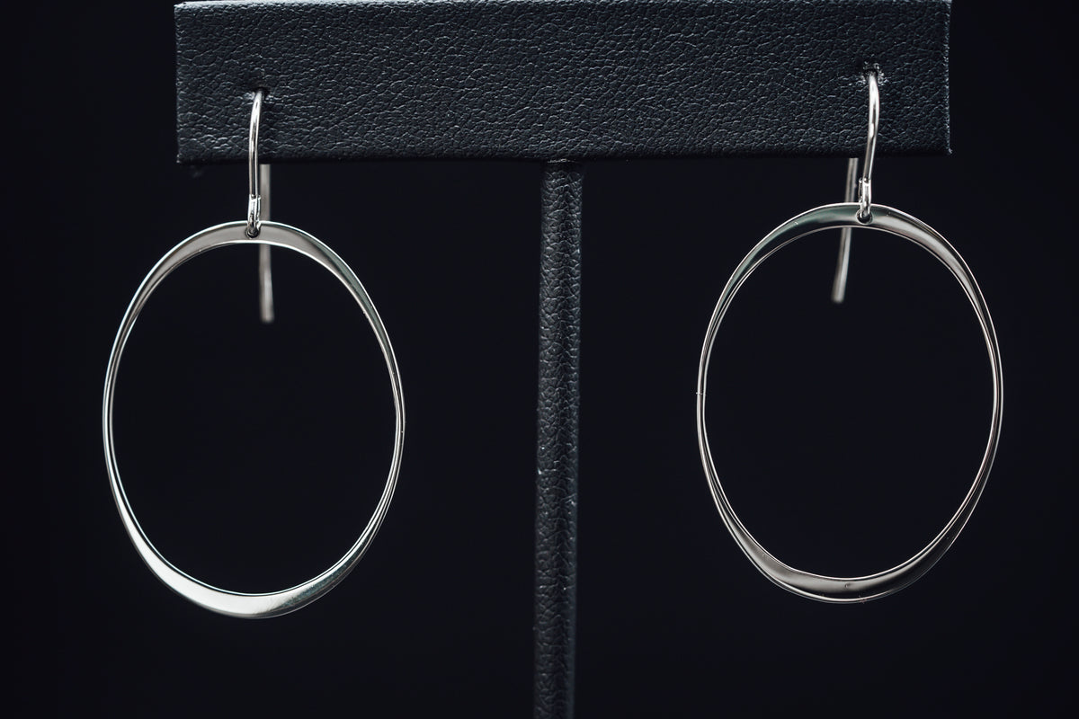 Sterling Silver Oval Drop Earrings
