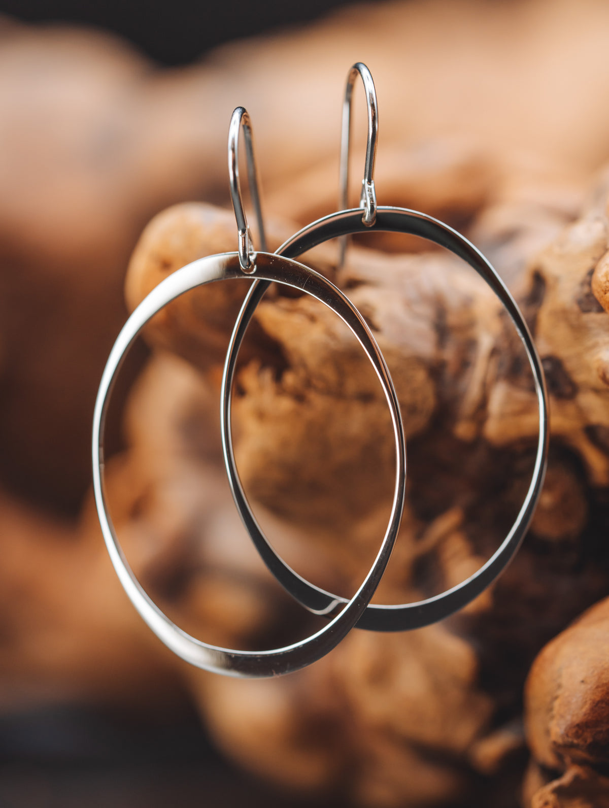 Sterling Silver Oval Drop Earrings