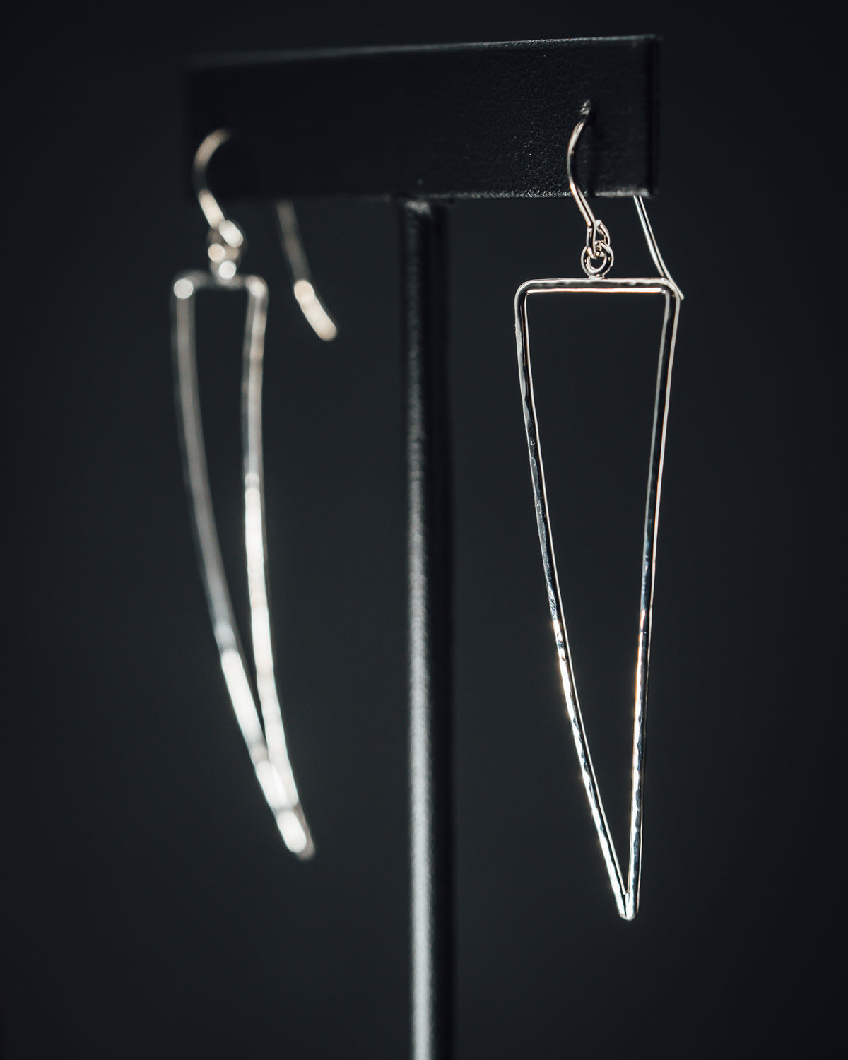 Sterling Silver Large Hammered Triangle
