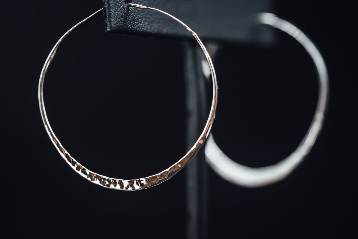 Sterling Silver Hammered Hoop Earrings