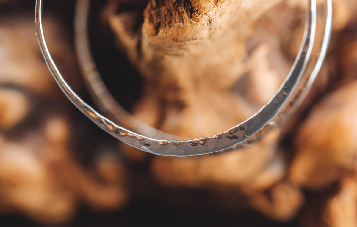 Sterling Silver Hammered Hoop Earrings