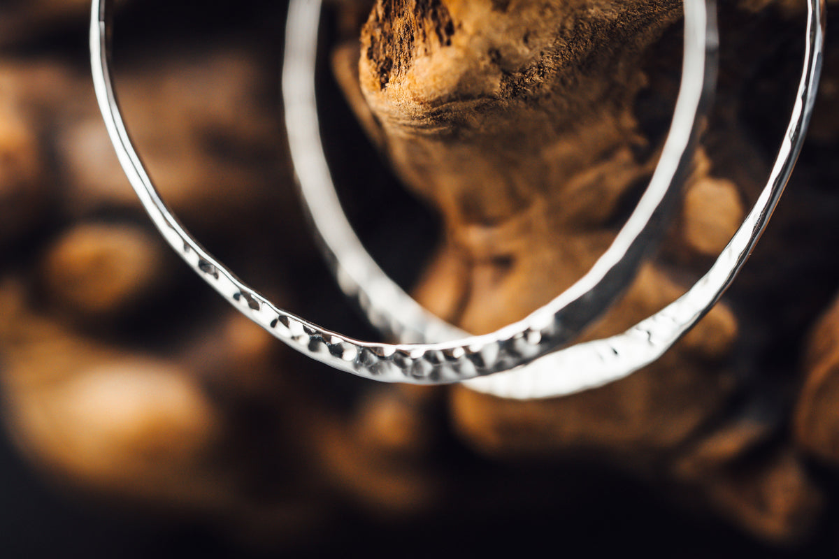 Sterling Silver Hammered Hoop Earrings