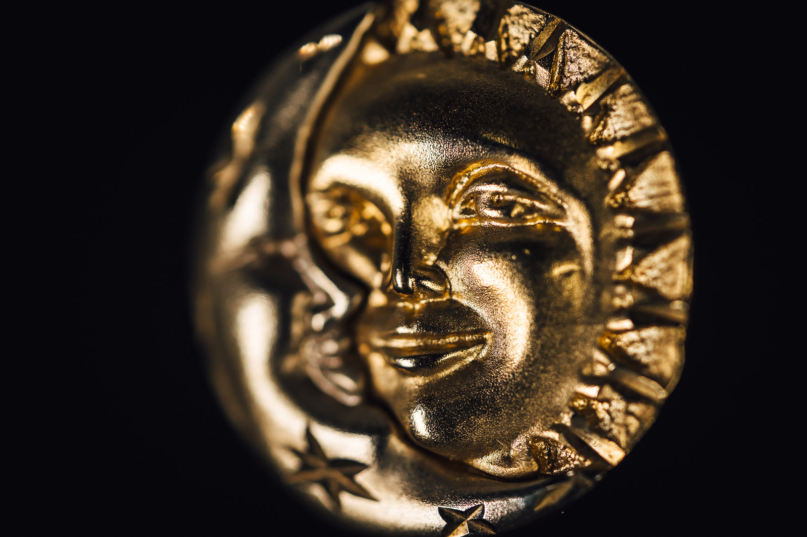 14k Yellow and White Gold Sun and Moon Pendant