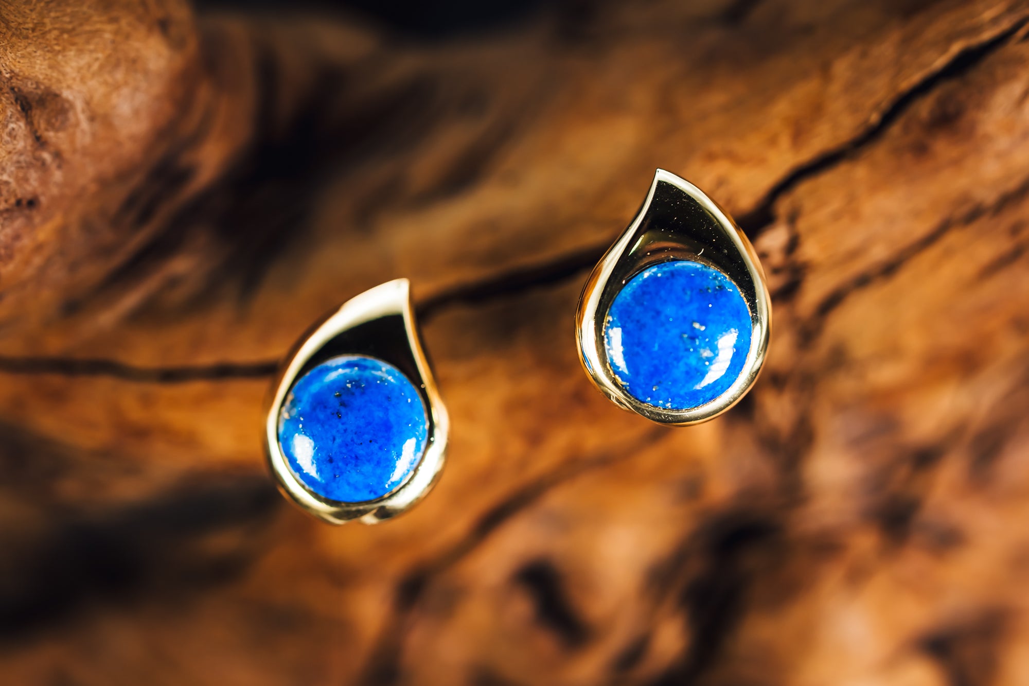 14k Yellow Gold and Lapis Earrings