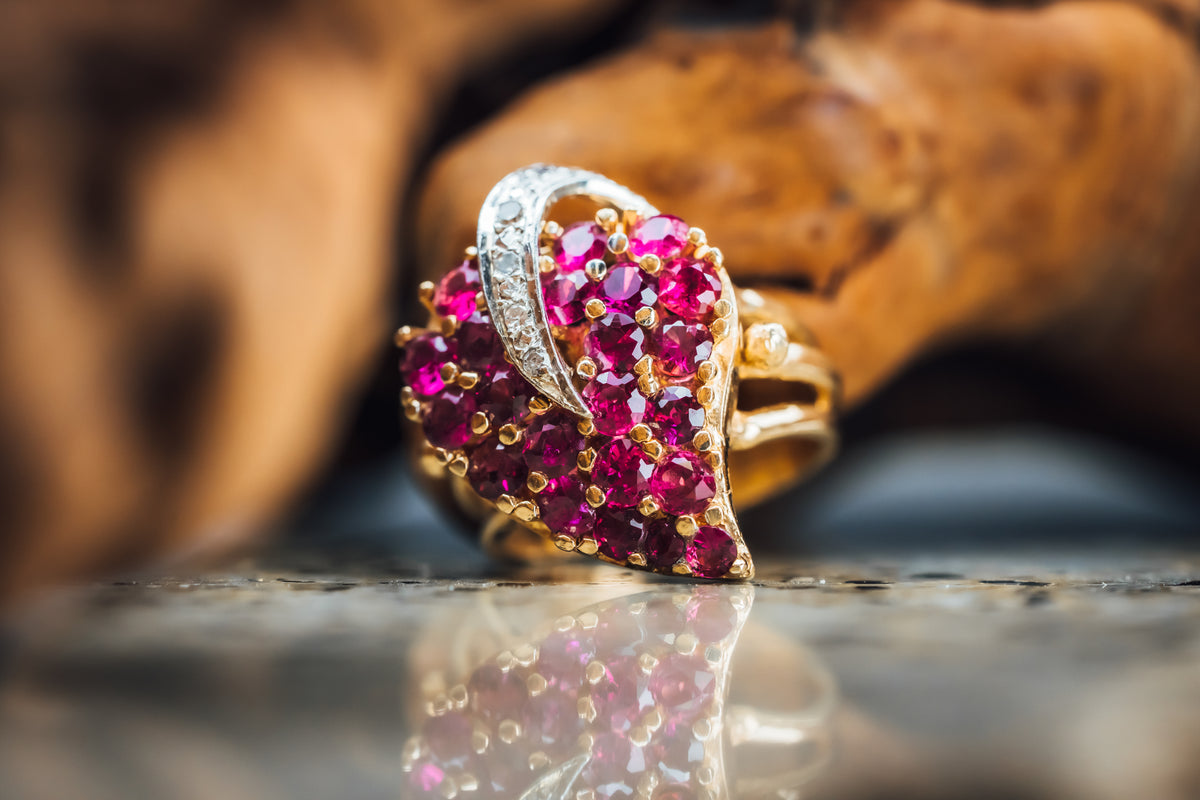 14k Yellow Gold Ruby and Diamond Ring