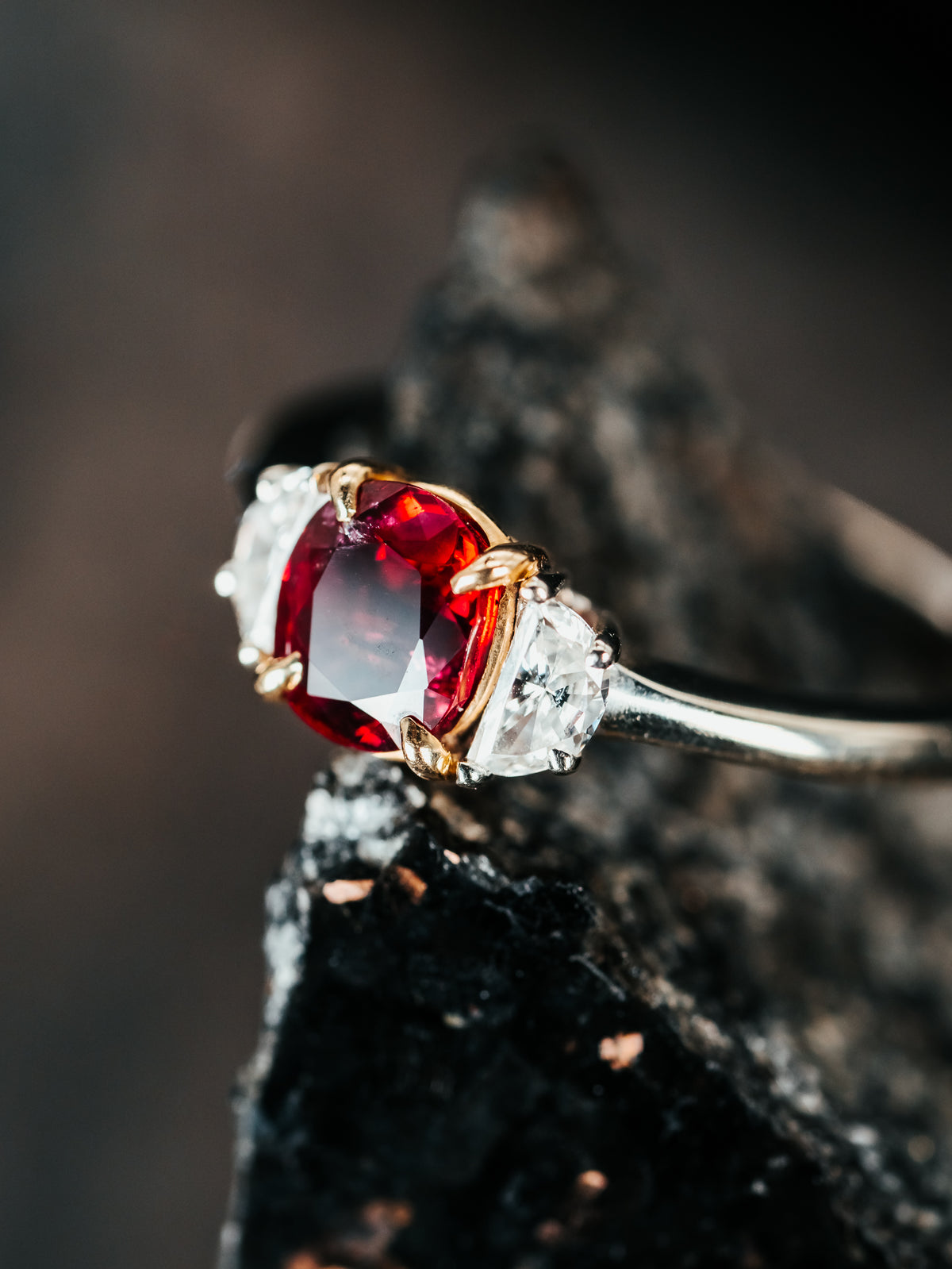 14k White Gold Ruby and Diamond Ring