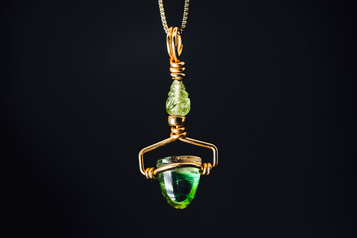 14k Yellow Gold Tourmaline Drop Pendant