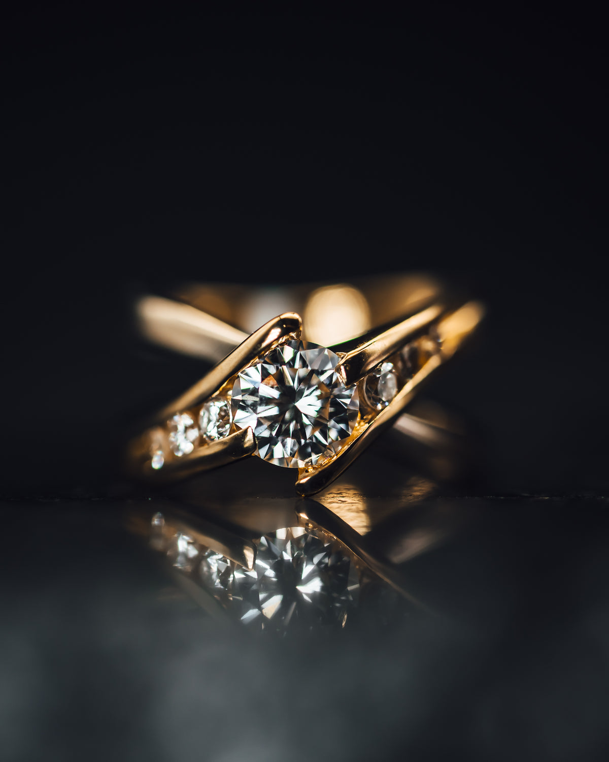 14k Yellow Gold Diamond Engagement Ring