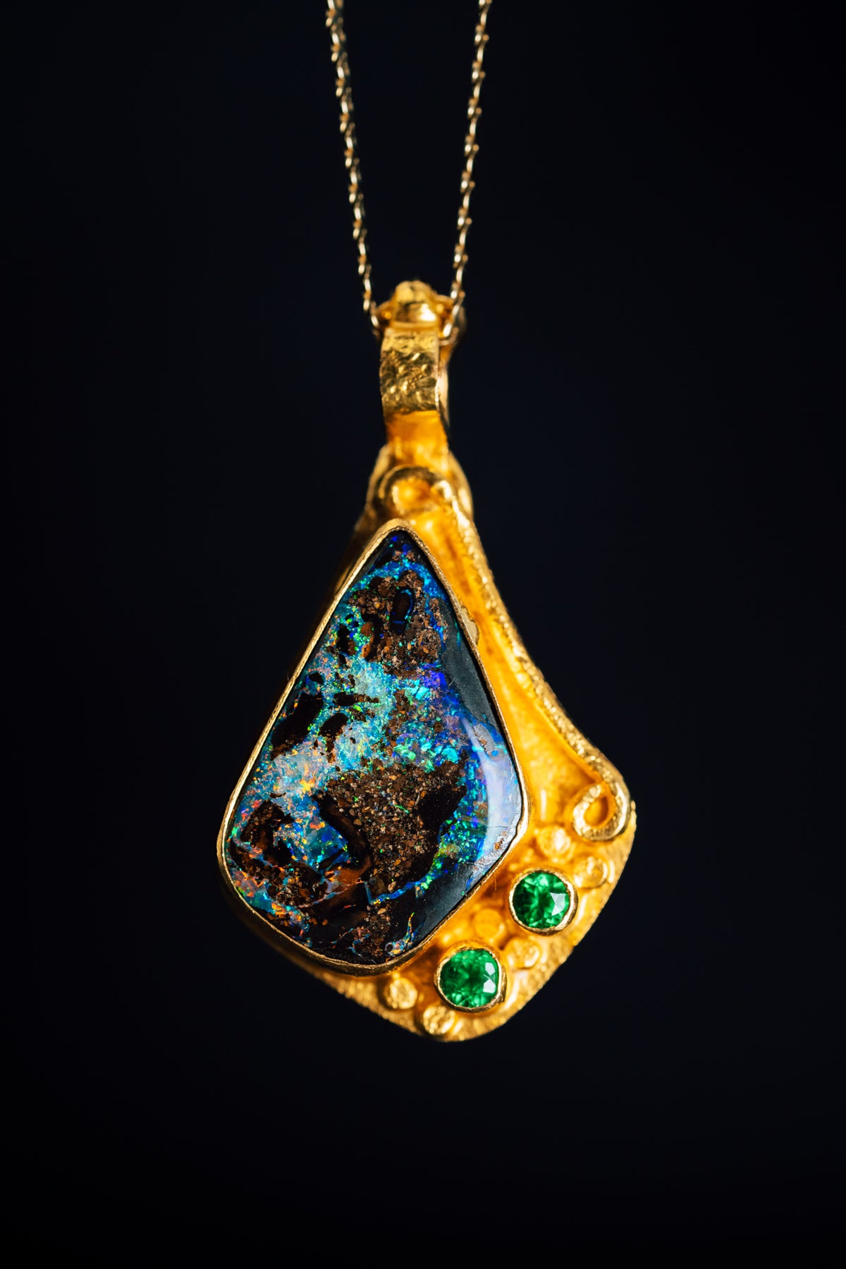 22k Yellow Gold Australian Boulder Opal Pendant