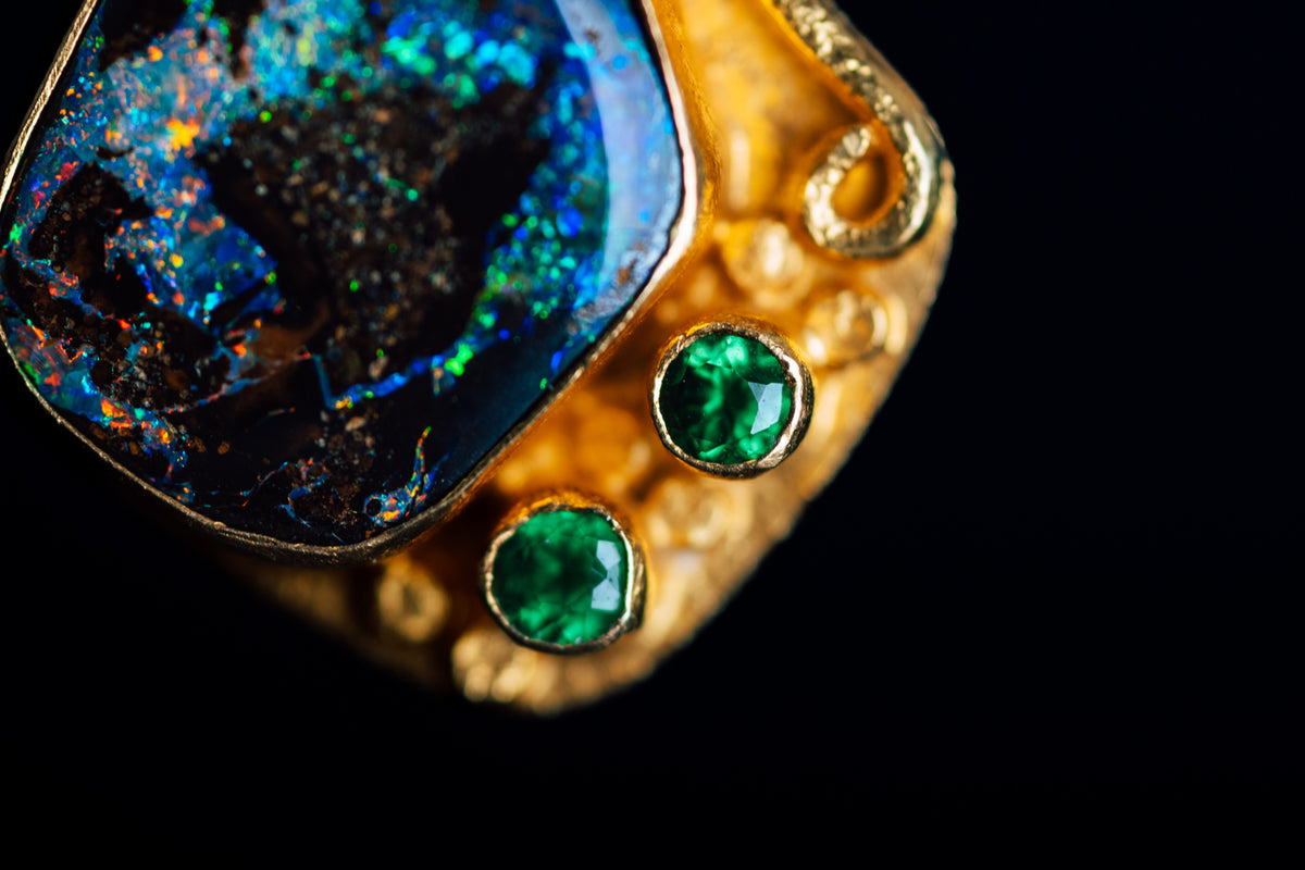 22k Yellow Gold Australian Boulder Opal Pendant