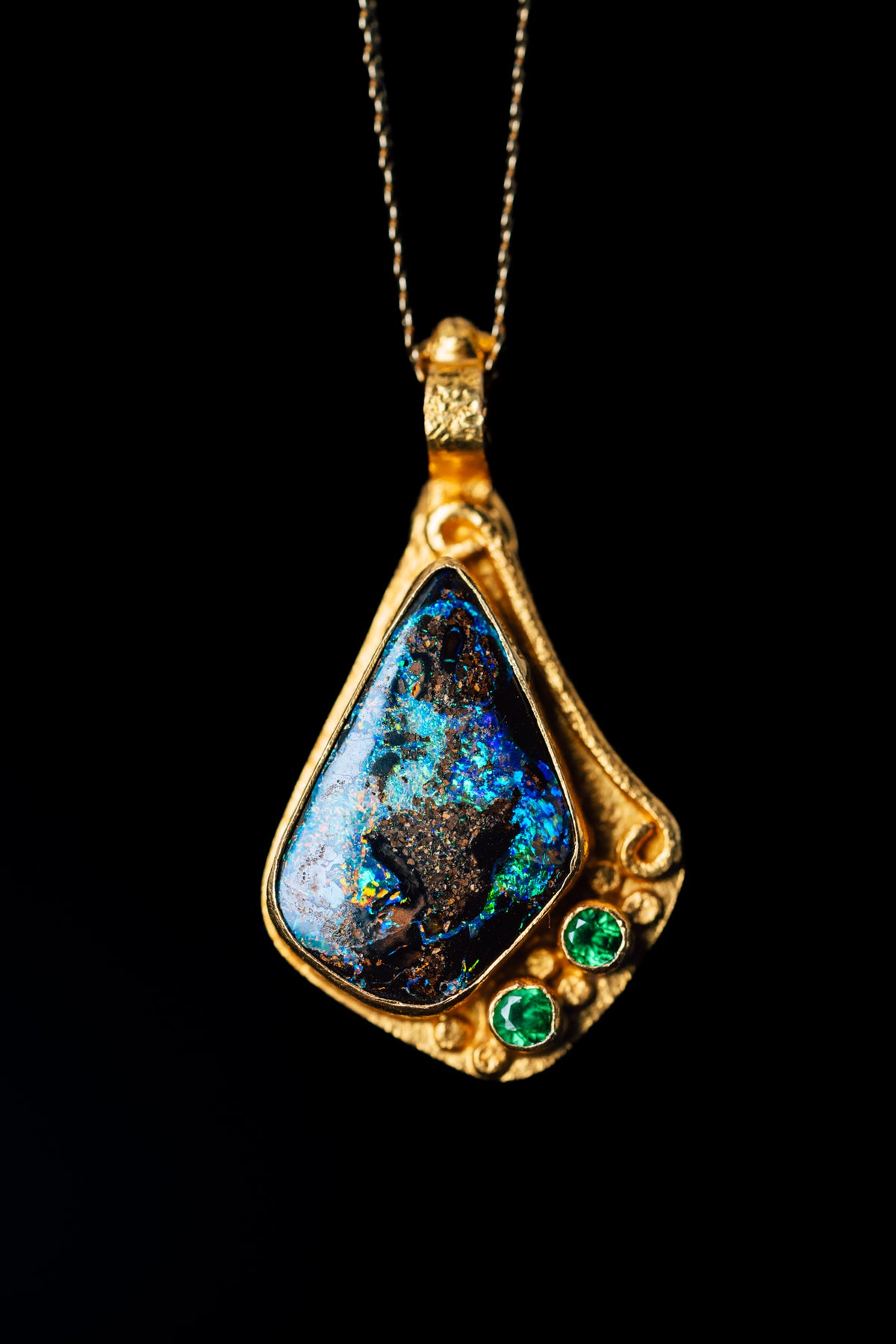 22k Yellow Gold Australian Boulder Opal Pendant