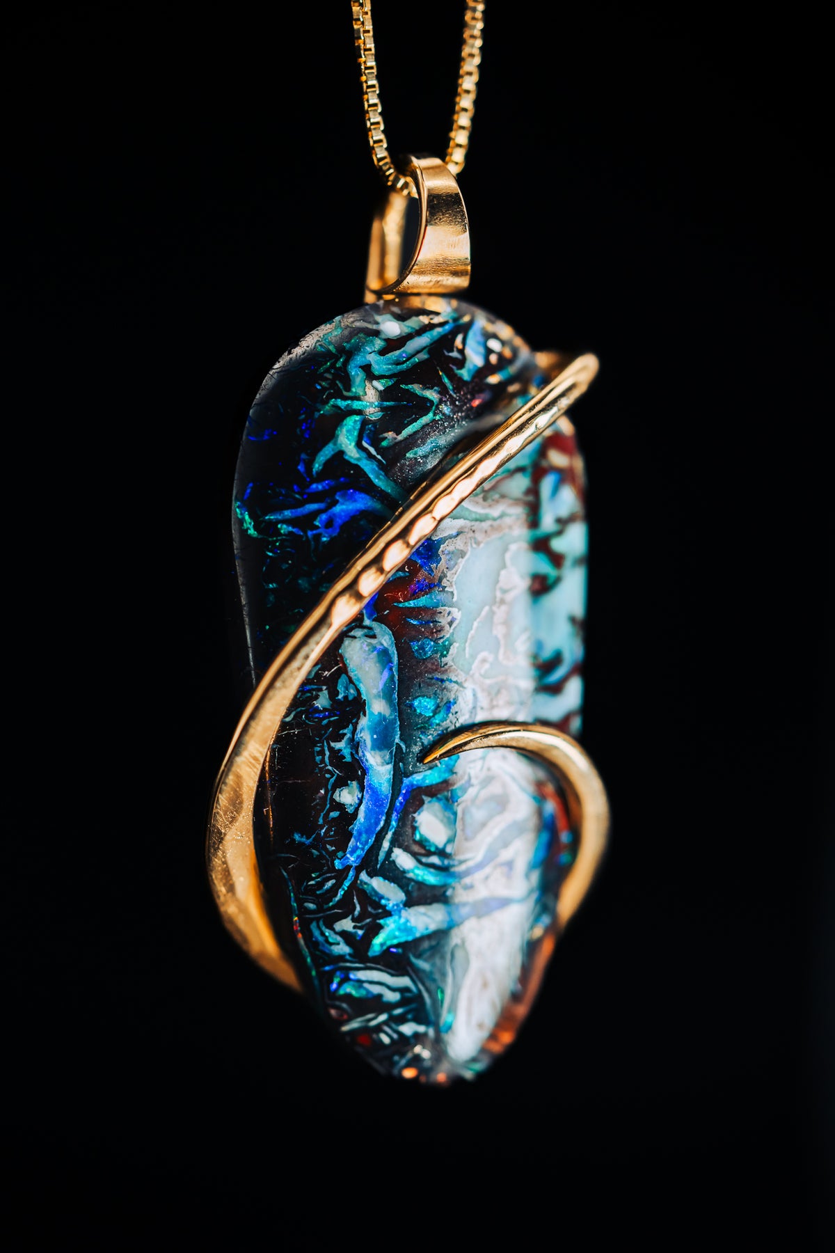 14k Yellow Gold Australian Boulder Opal Pendant