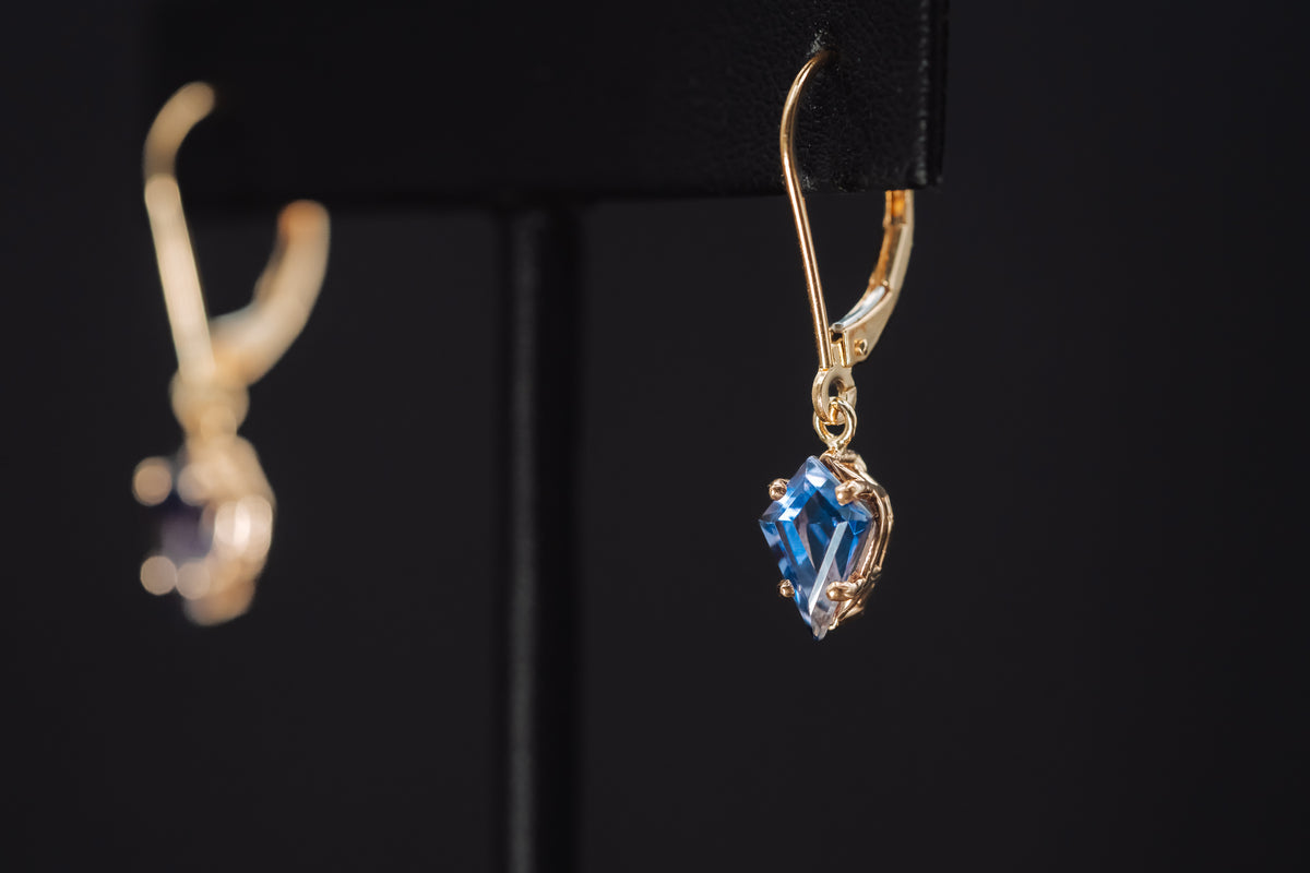 14k Yellow Gold Tanzanite Earrings