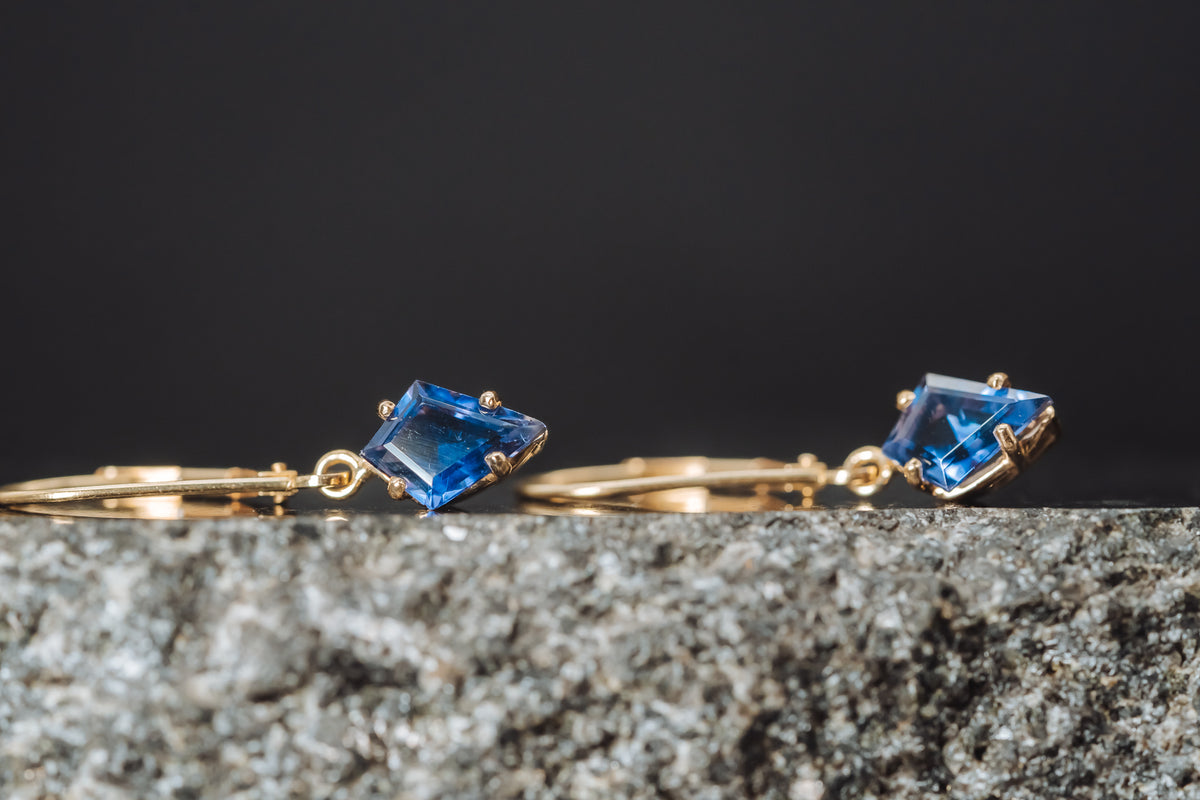 14k Yellow Gold Tanzanite Earrings