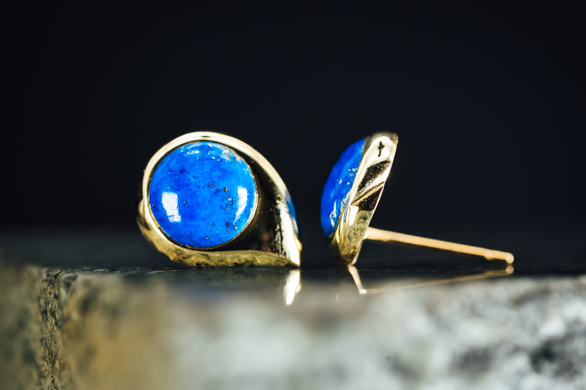14k Yellow Gold and Lapis Earrings