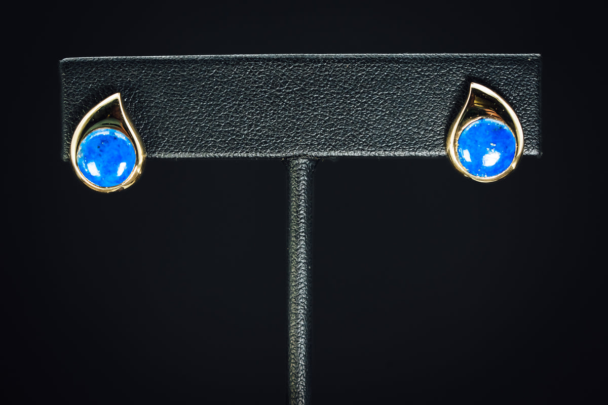 14k Yellow Gold and Lapis Earrings