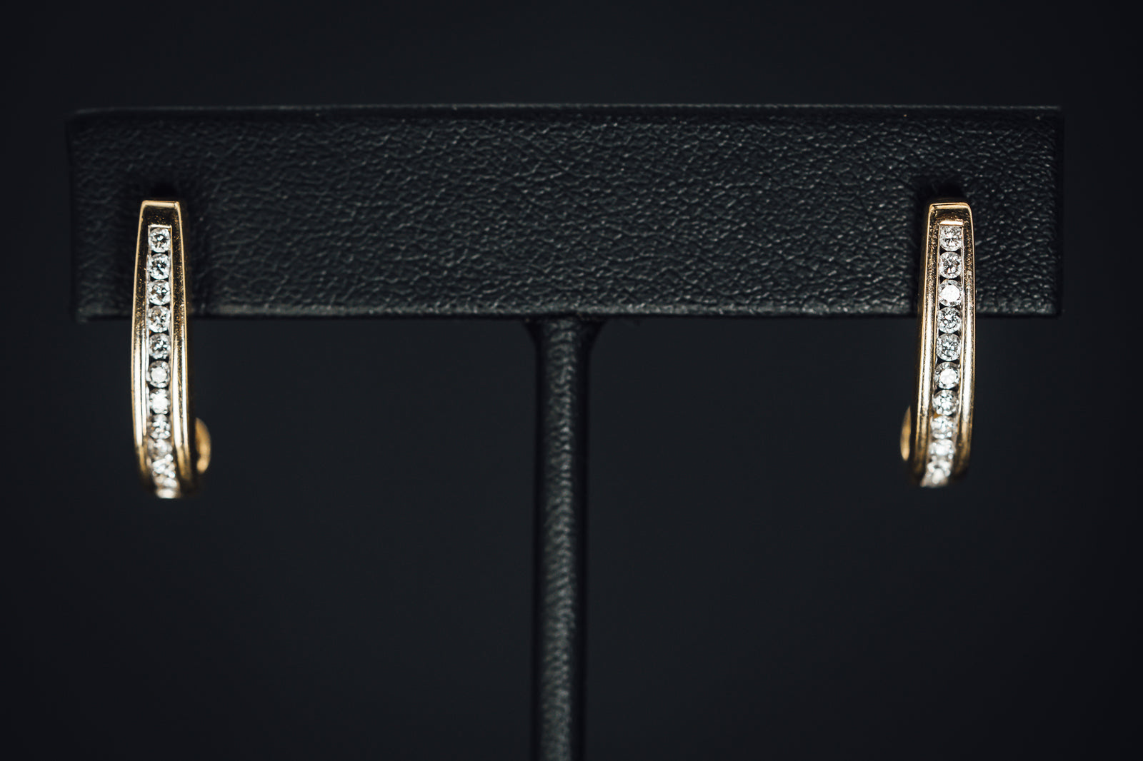 14k Yellow Gold Diamond J Hoop Earrings