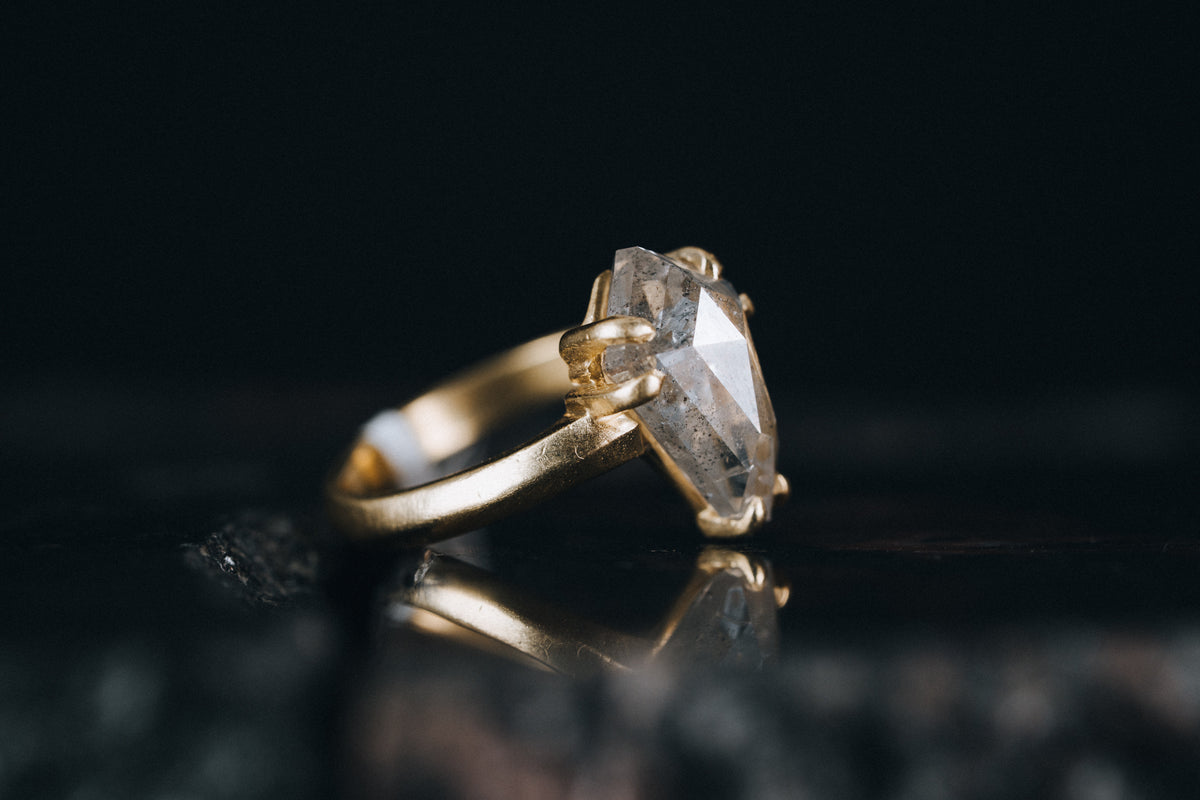 18k Yellow Gold Salt and Pepper Diamond Ring