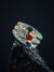 18k Yellow Gold Emerald, Ruby, Sapphire and  Pave' Diamond Ring