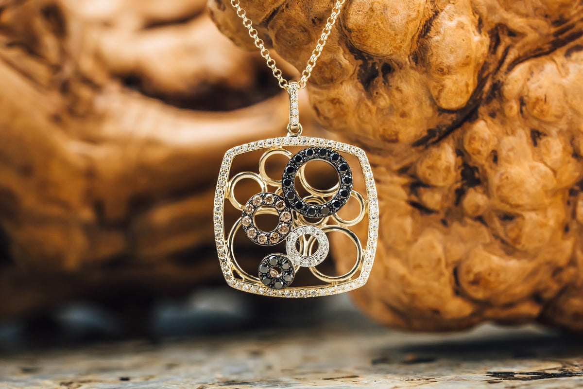 14k Yellow Gold Colored Diamond Pendant