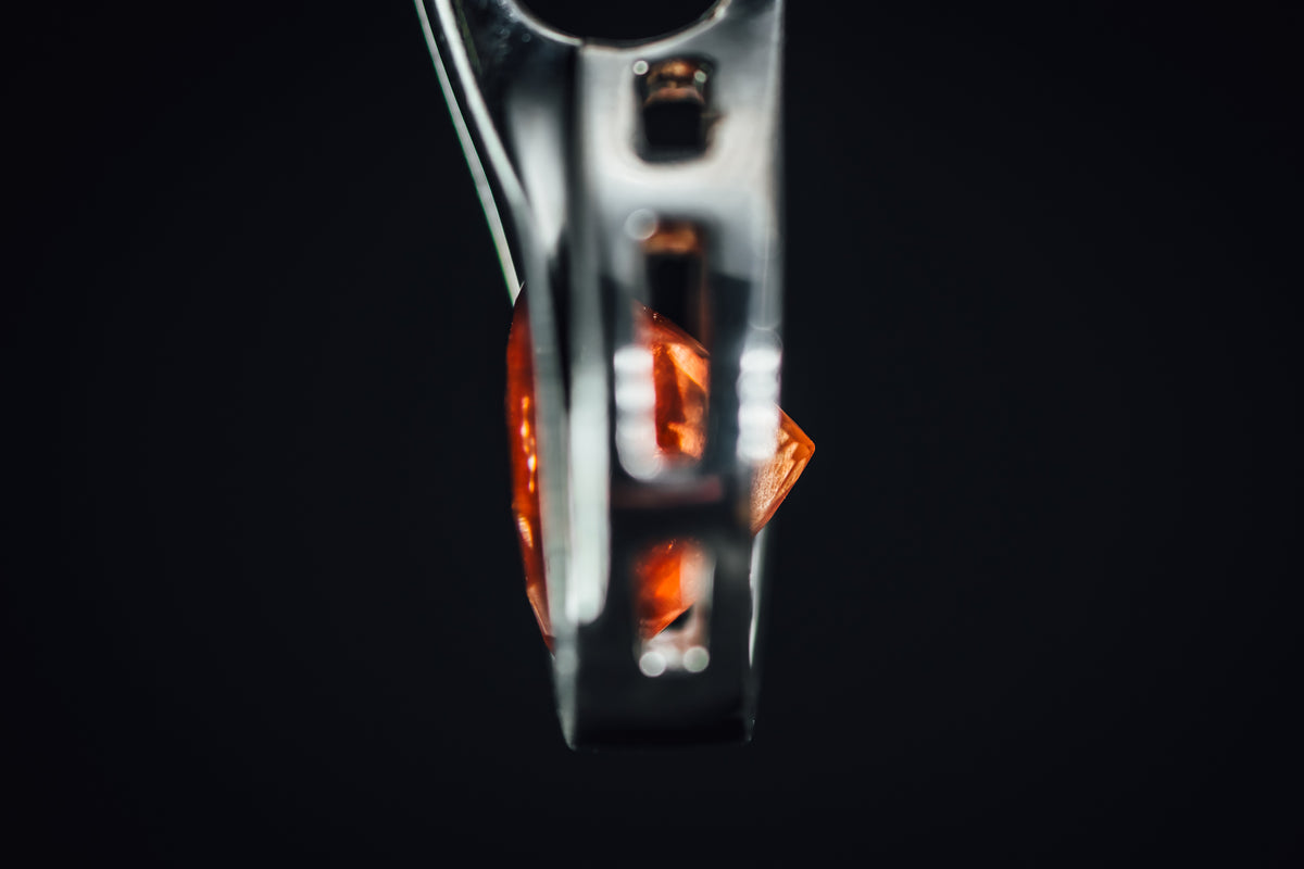 Sterling Silver Round Oregon Sunstone and CZ Pendant