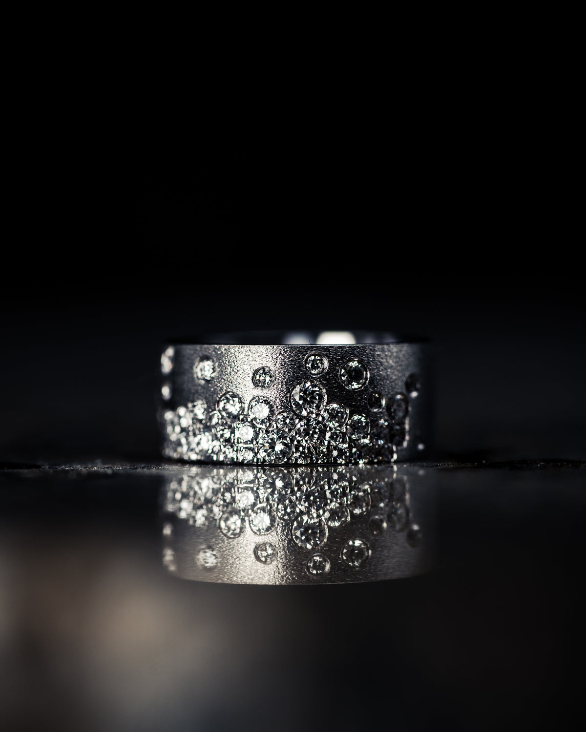 14k White Gold Pave&#39; Diamond Band