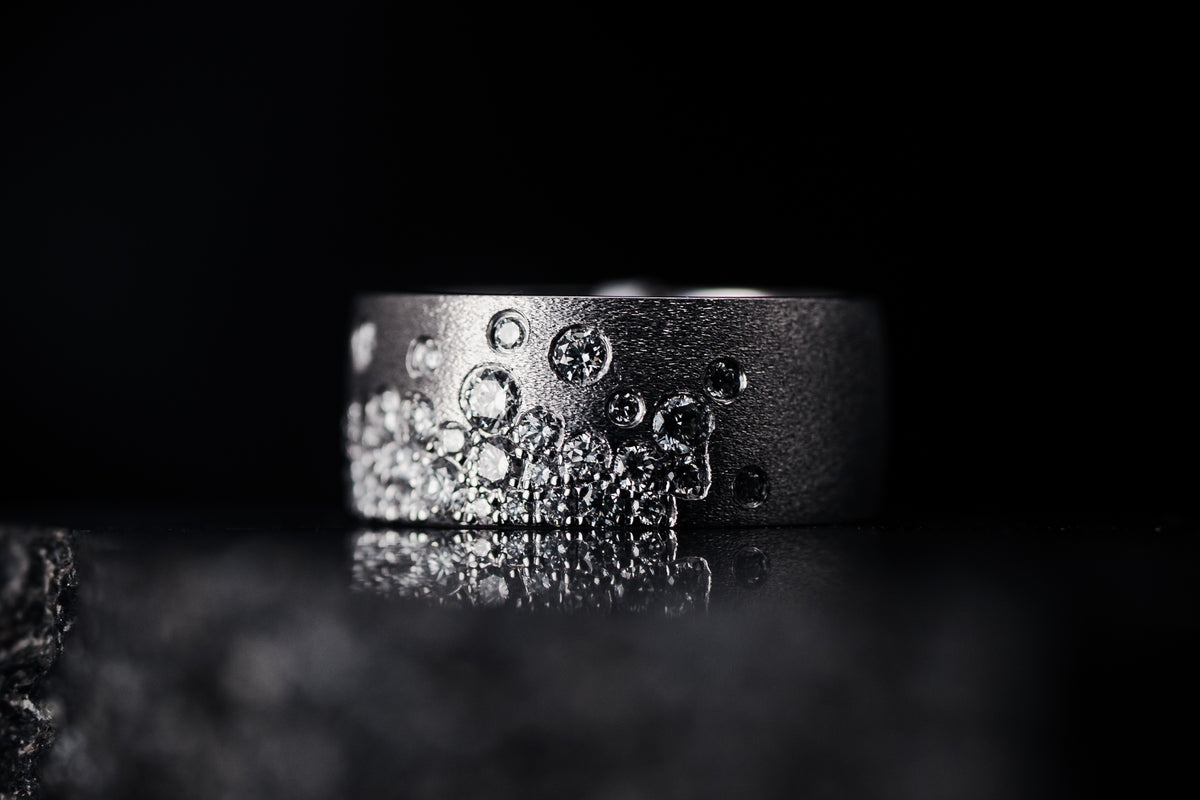 14k White Gold Pave&#39; Diamond Band