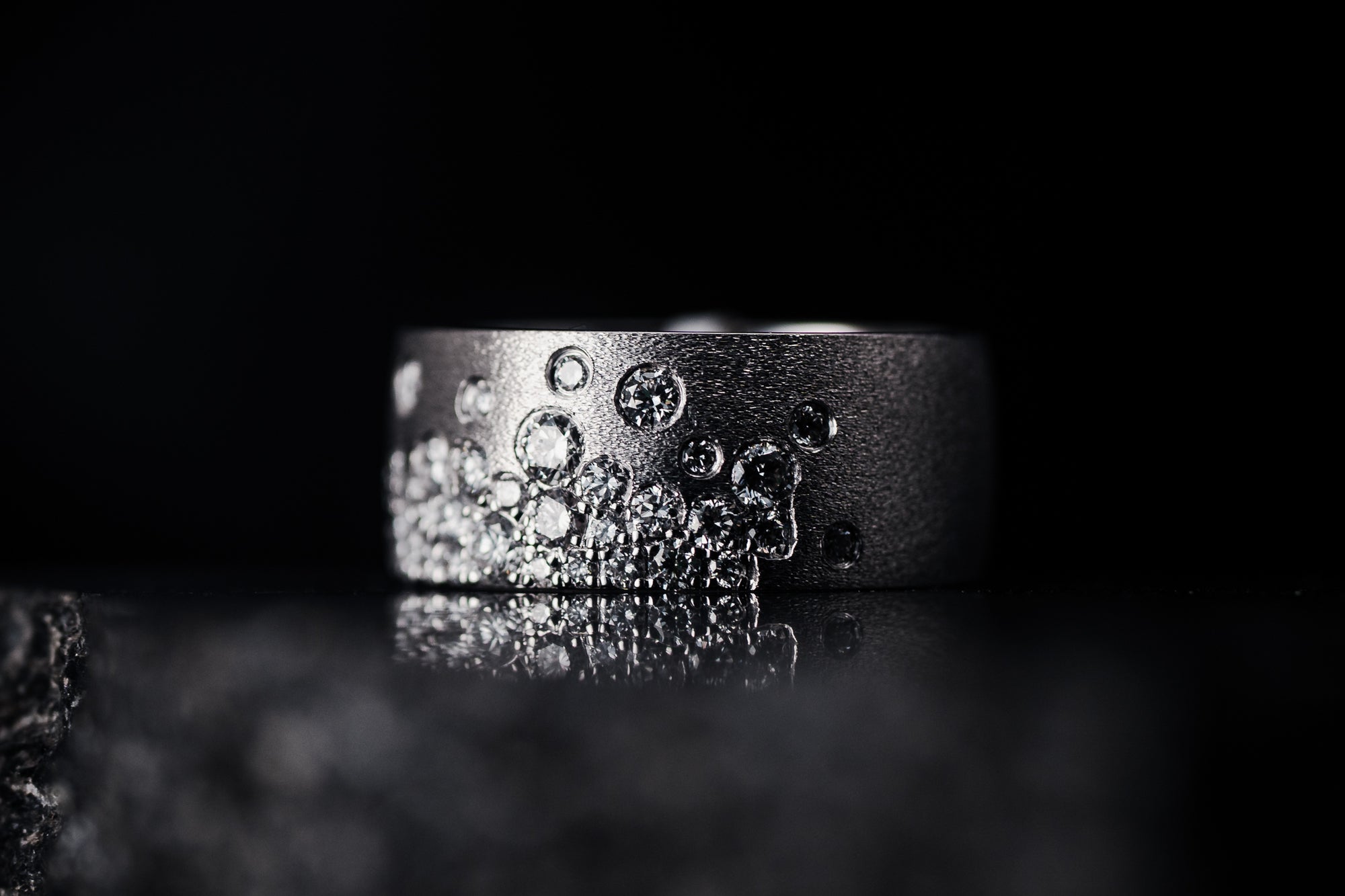 14k White Gold Pave' Diamond Band