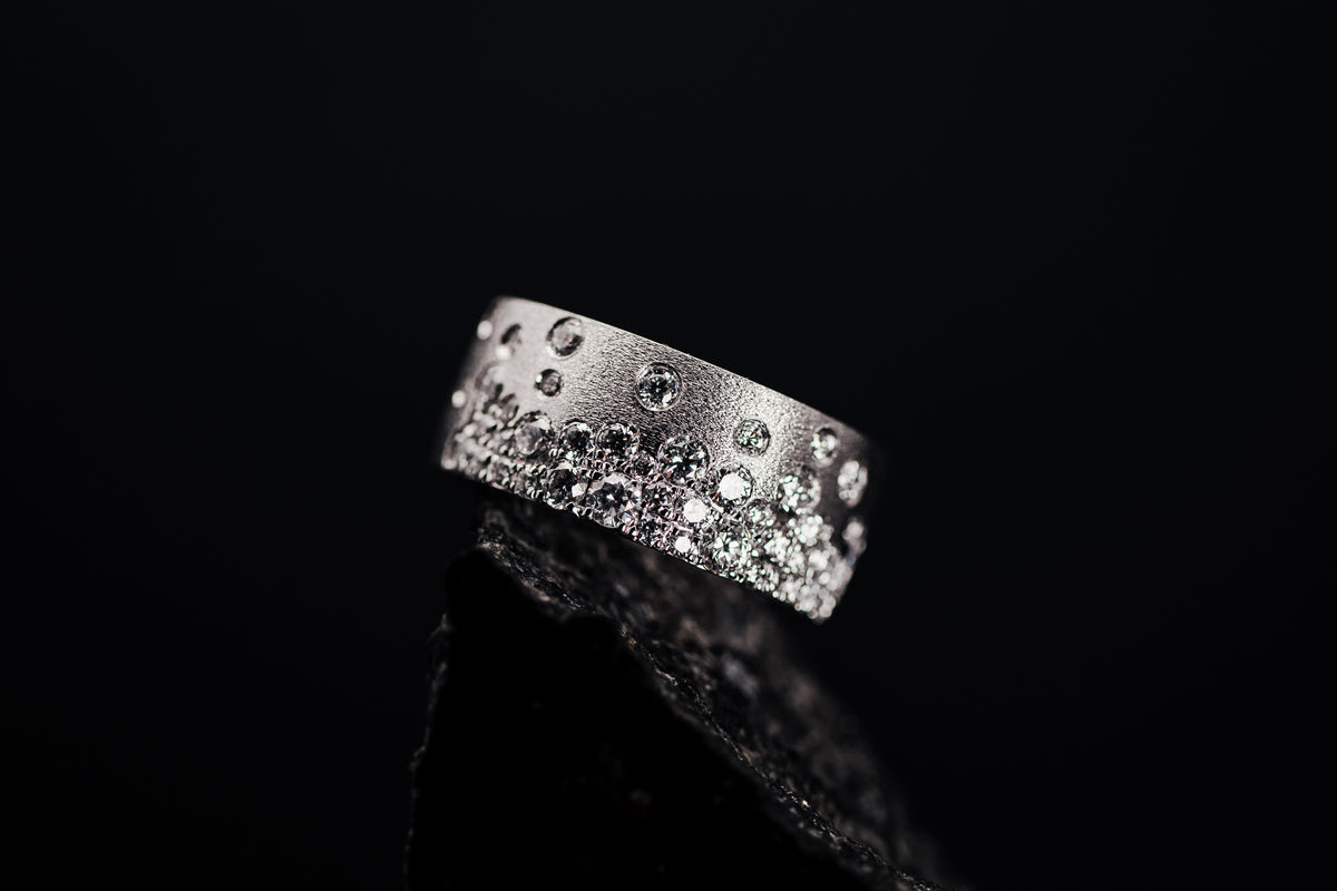14k White Gold Pave&#39; Diamond Band