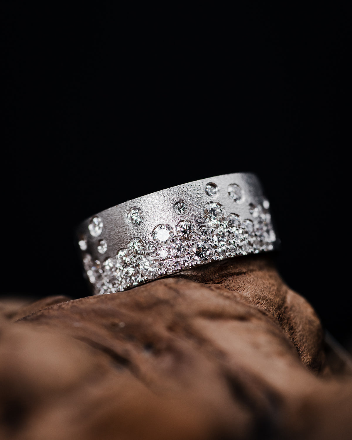 14k White Gold Pave&#39; Diamond Band
