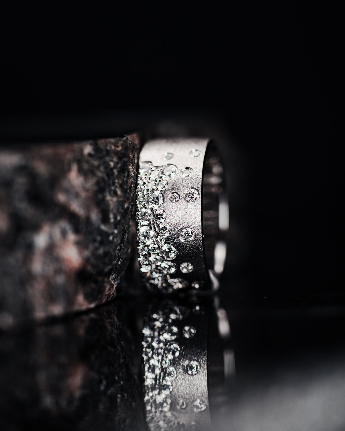 14k White Gold Pave&#39; Diamond Band