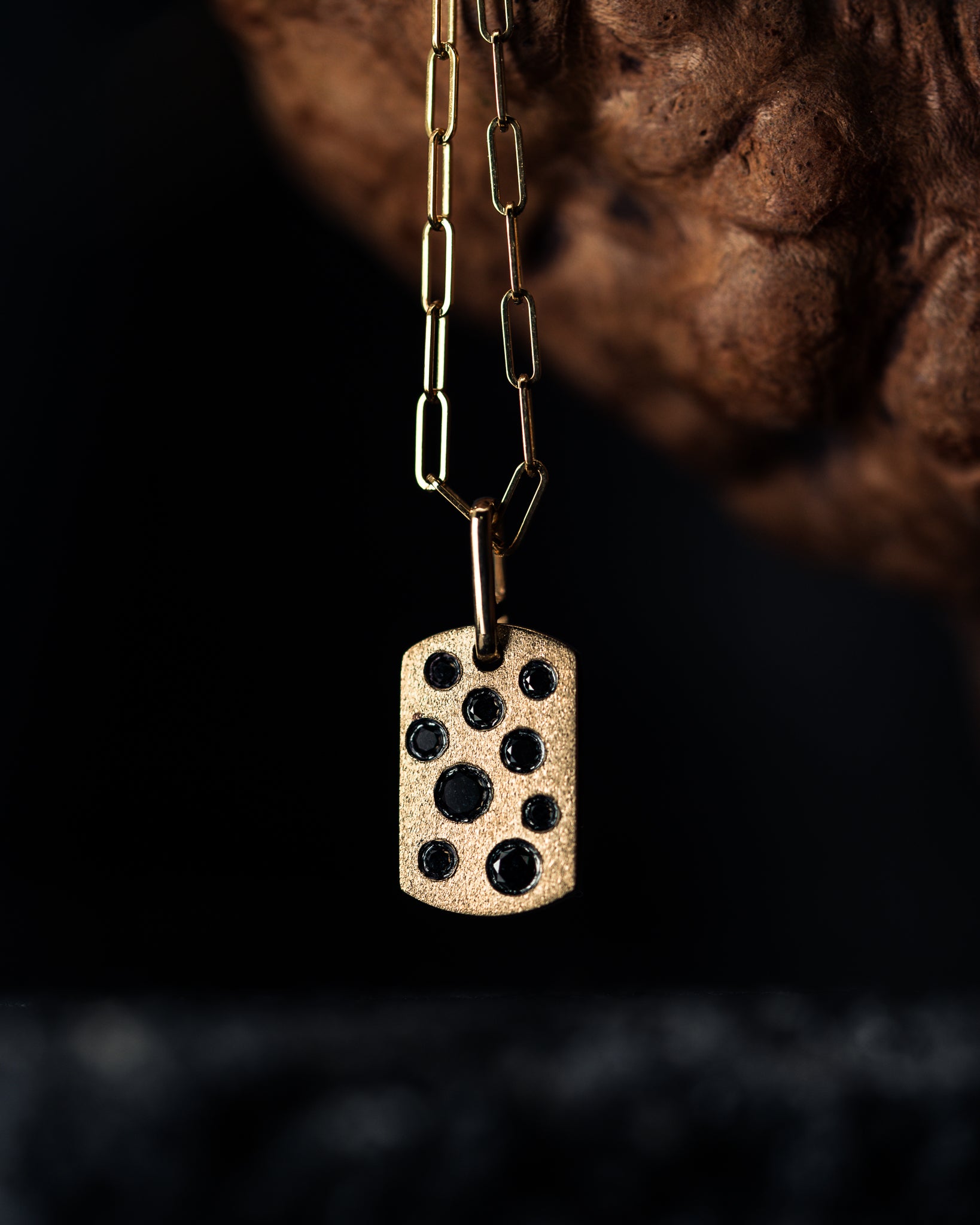 14k Yellow Gold Pave' Black Diamond Pendant