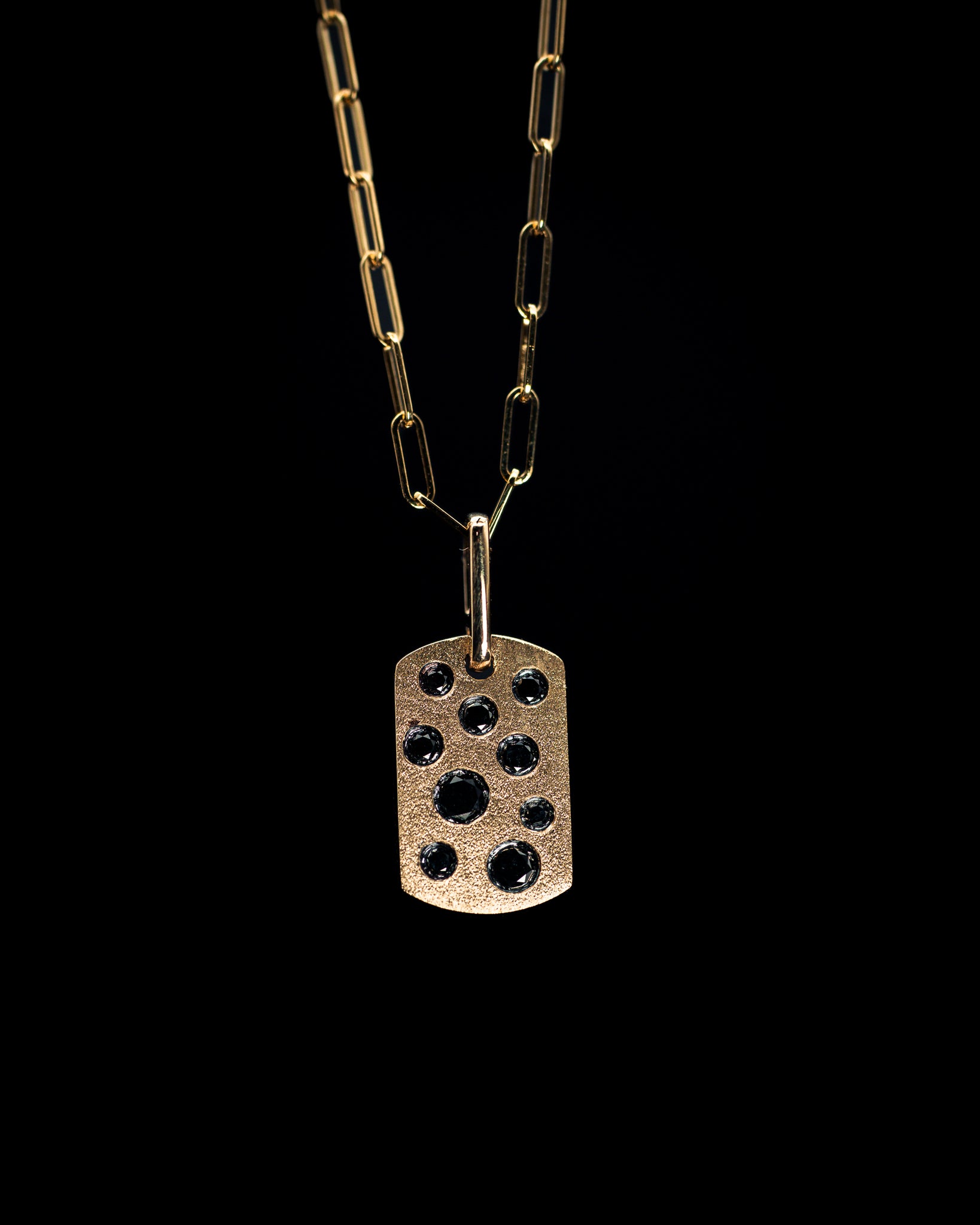 14k Yellow Gold Pave' Black Diamond Pendant