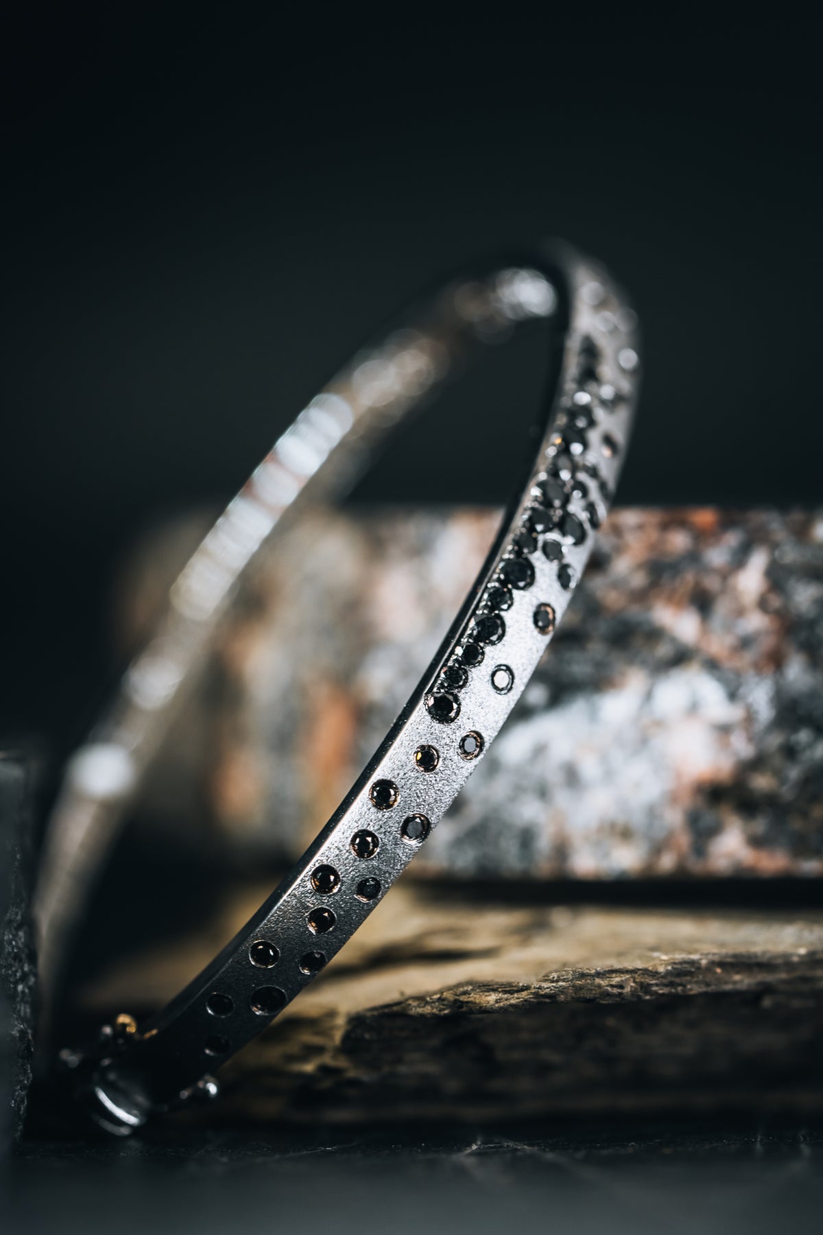 14k White Gold Black Diamond Bracelet