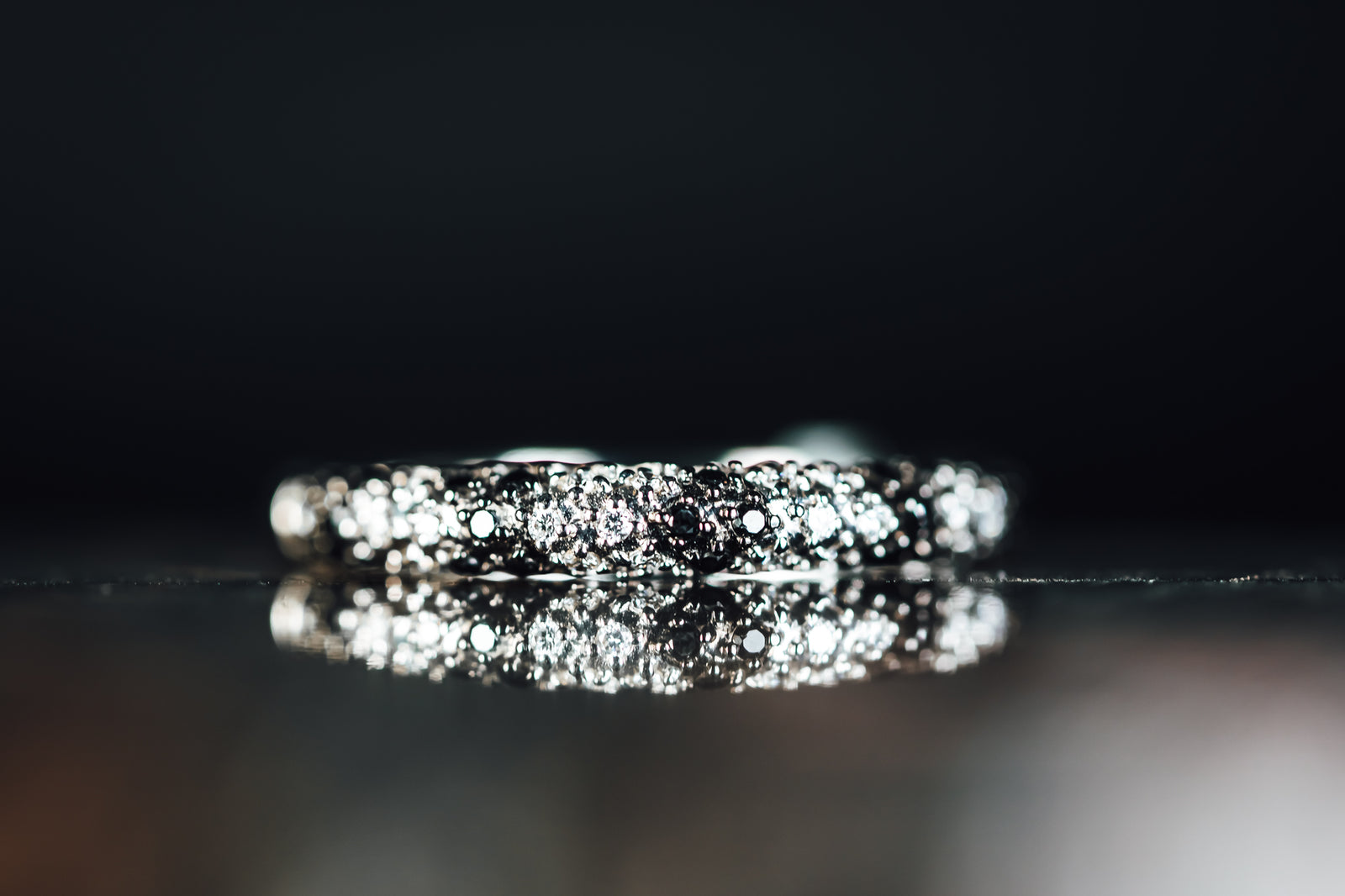 14k White Gold Black and White Diamond Ring