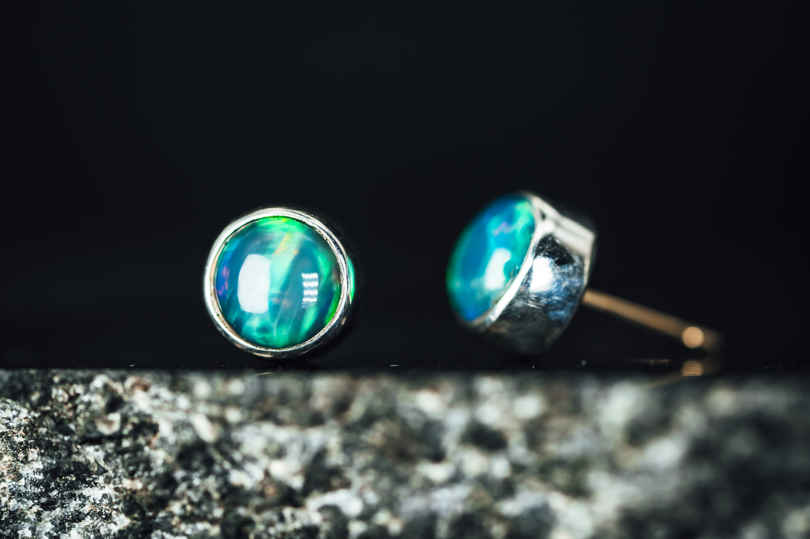 Sterling Silver Opal Stud Earrings