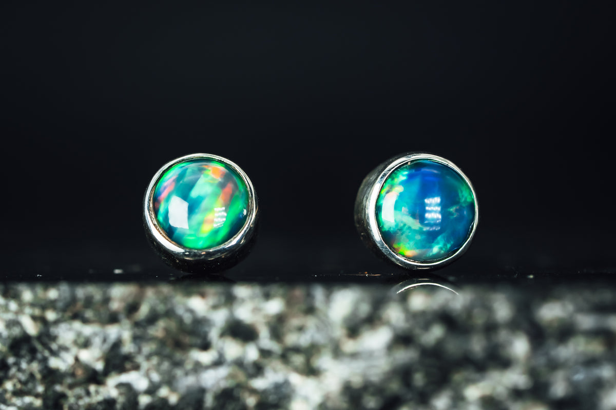 Sterling Silver Opal Stud Earrings