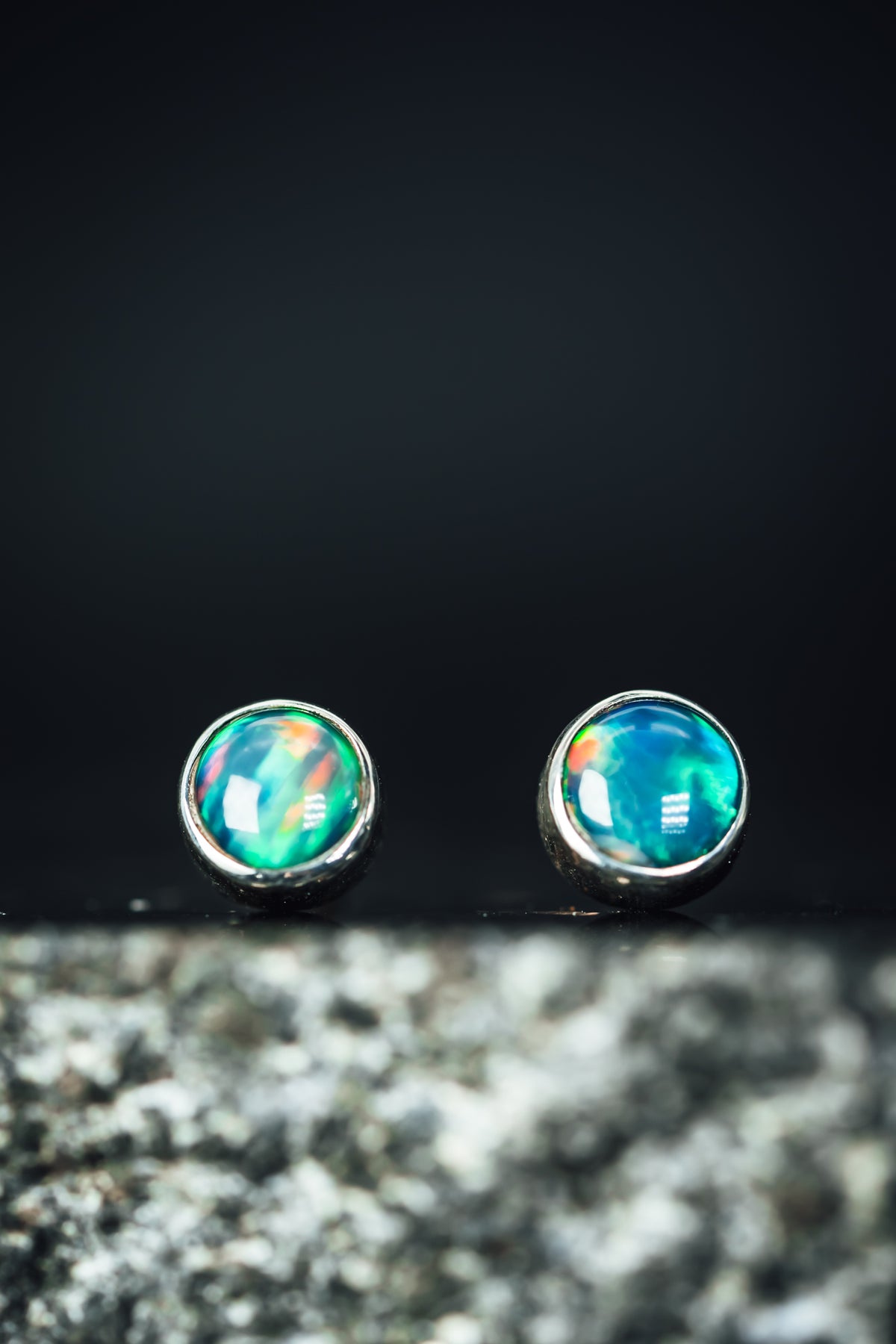 Sterling Silver Opal Stud Earrings