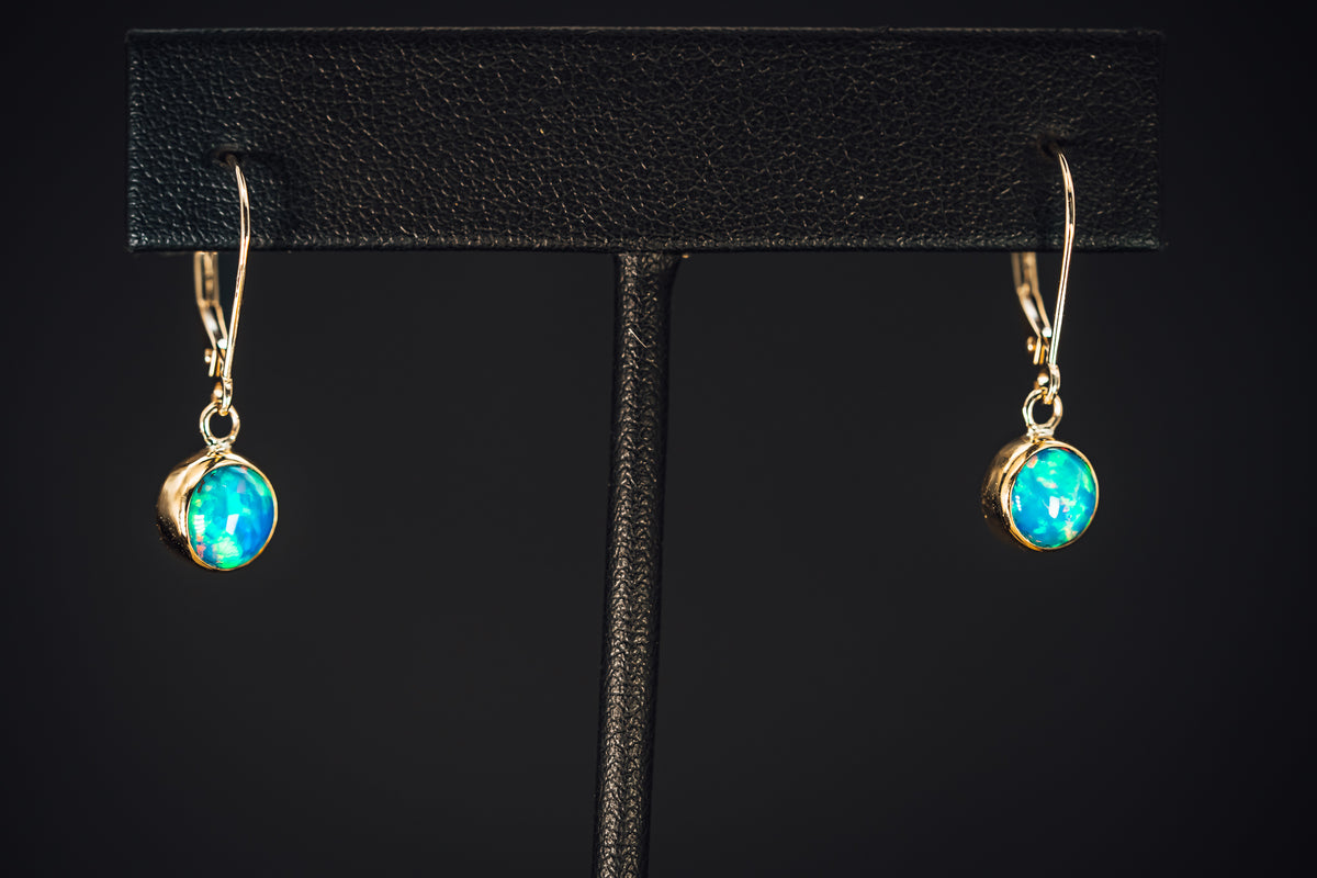 14k Yellow Gold Ethiopean Opal Earrings